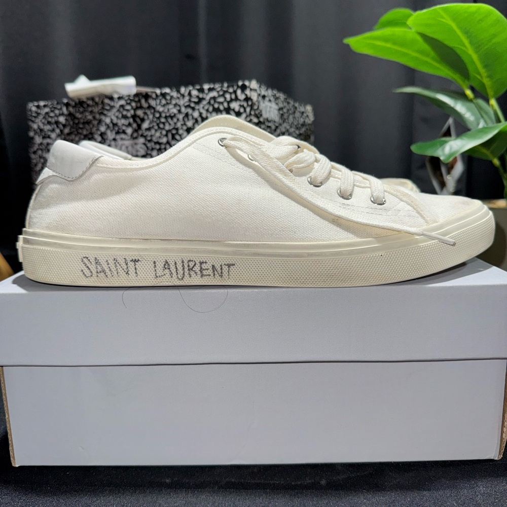 Saint Laurent Cream Malibu Optic Canvas Sneakers
